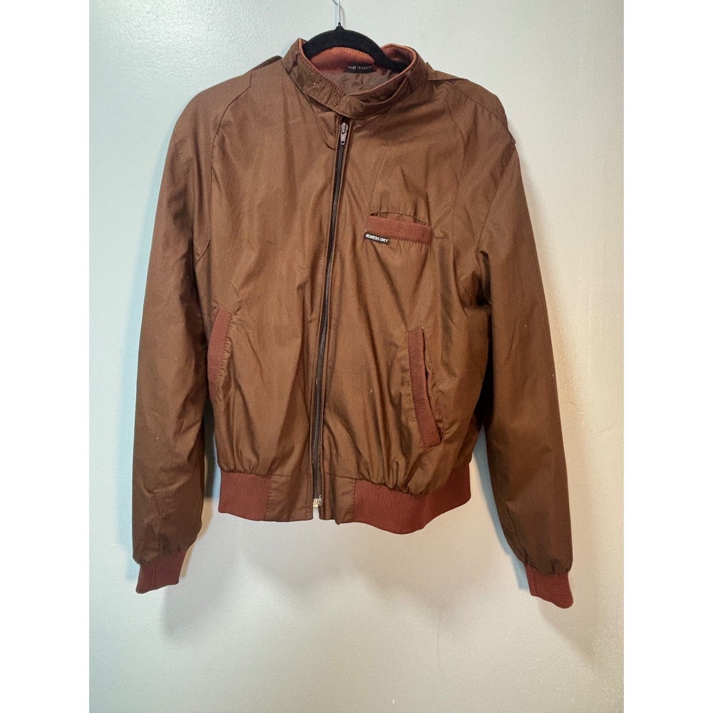 Members Only Vintage Men's 80s Iconic Racer Bomber Jacket‎ Brown Size 44